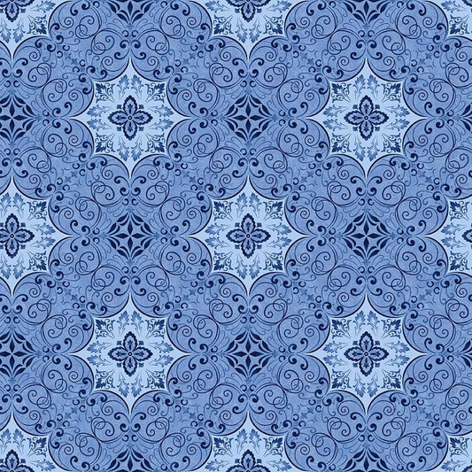 American Pride by Geoff Allen Foulard Tiles Lt Blue    7919-17 Cotton Woven Fabric