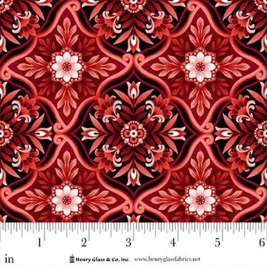 PREORDER ITEM - EXPECTED APRIL 2026: Scarlet's Treasure by Color Principle Foulard Tiles Red    3642-88 Cotton Woven Fabric