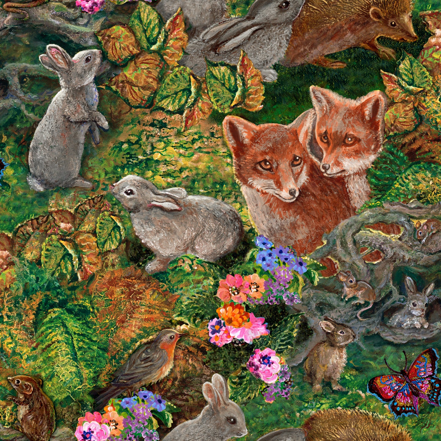 Love is All Around by Josephine Wall Friends Of The Forest Green    22182-GRN Cotton Woven Fabric