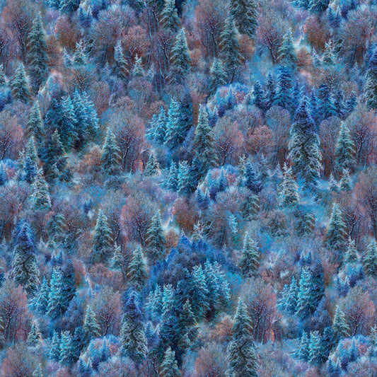 The Night Before Christmas by Abraham Hunter Collection Frosty Forest Allover    TNBC5867-B Cotton Woven Fabric
