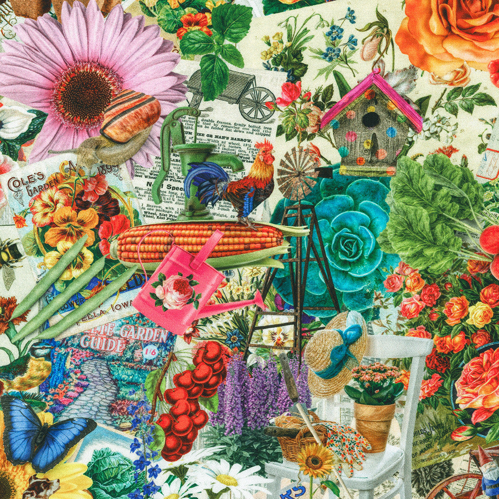 PREORDER ITEM - EXPECTED MARCH 2025:  Tales from The Garden by Lars Stewart Gardening Garden    ANPD-23001-238 Cotton Woven Fabric