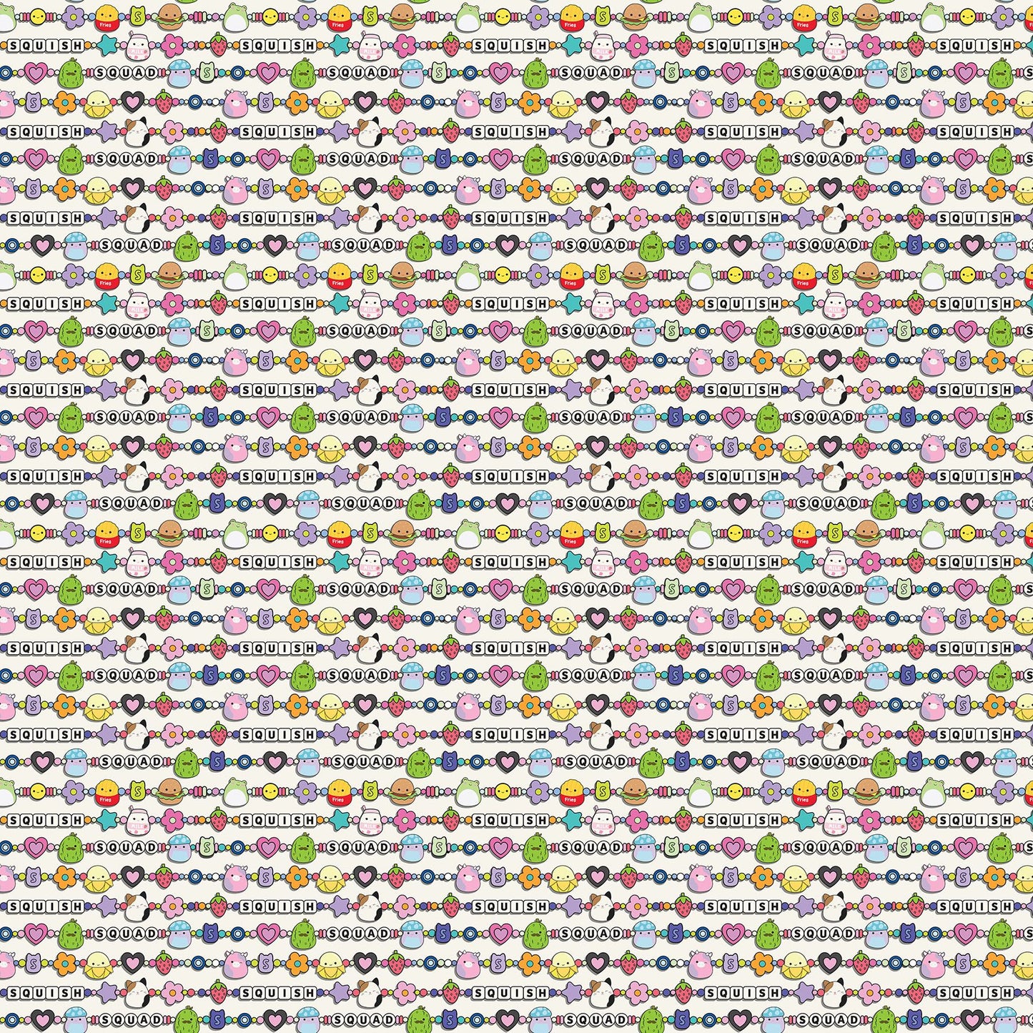 PREORDER ITEM-EXPECTED APRIL 2026: Squishmallows Joyful Bracelets White SQ1027-11 Cotton Woven