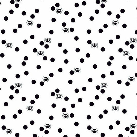 PREORDER ITEM-EXPECTED MARCH 2026: Ghostly Garden by K P Creates Spin and Spot White A-10200-L Cotton Woven Fabric