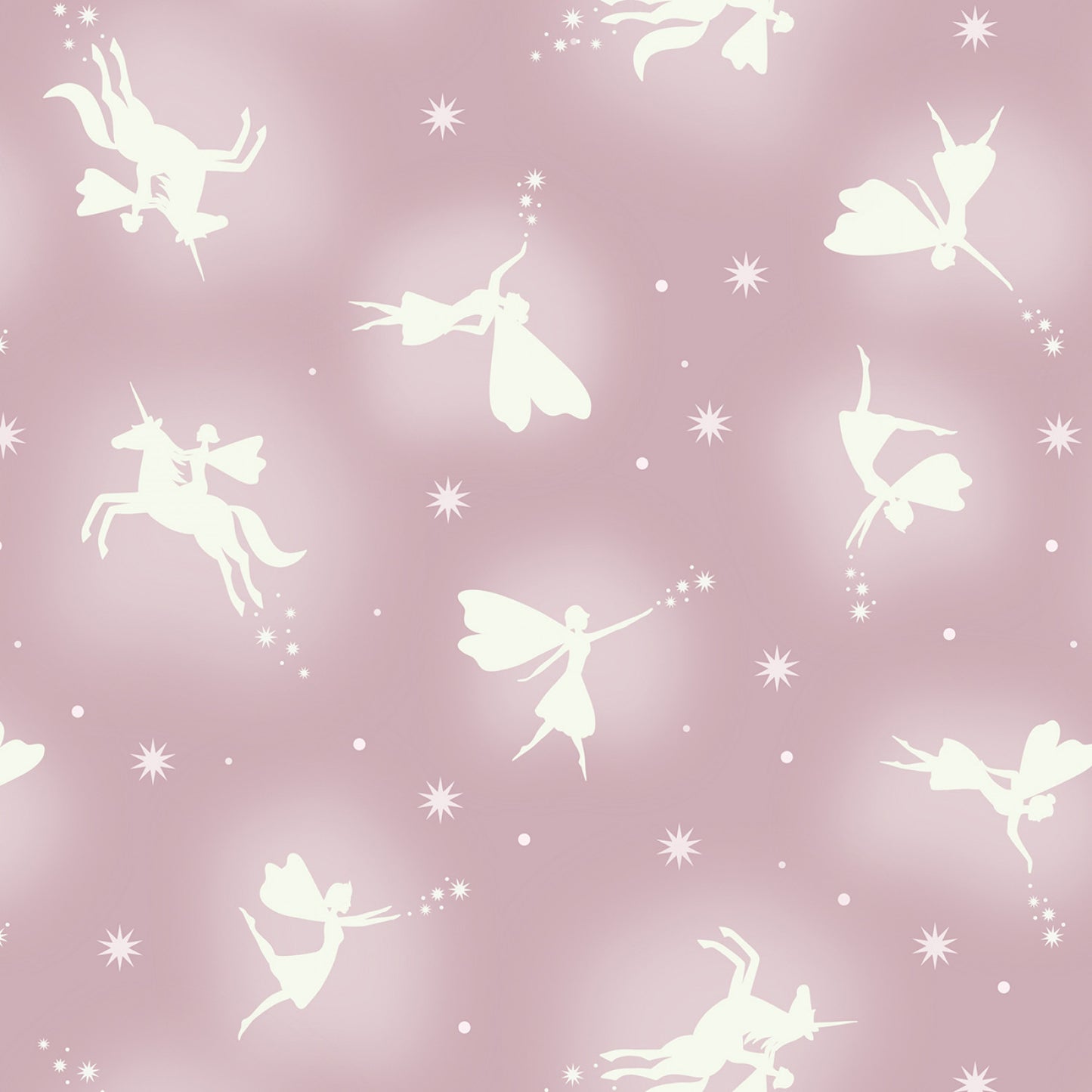 New Arrival: Glow Fairies (Glow in the Dark) Glow Fairies on Soft Pink    A870.2 Cotton Woven Fabric