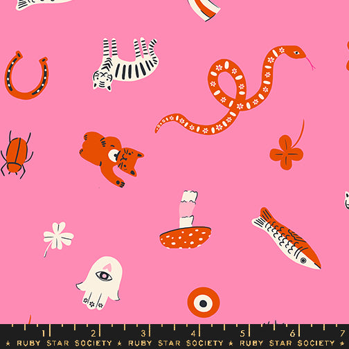 PREORDER ITEM - EXPECTED MARCH 2025: ooh Lucky Lucky by Alexia Marcelle Abegg of Ruby Star Society Good Luck Lucky Pink    RS4113.13 Cotton Woven Fabric