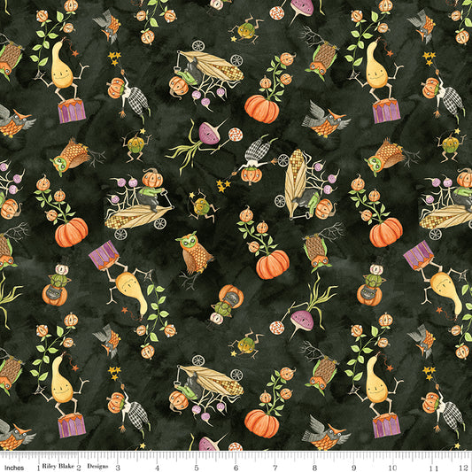 PREORDER ITEM - EXPECTED APRIL: Ghoul Friends by Teresa Kogut Gourds Toss Black    C16051-BLACK Cotton Woven Fabric