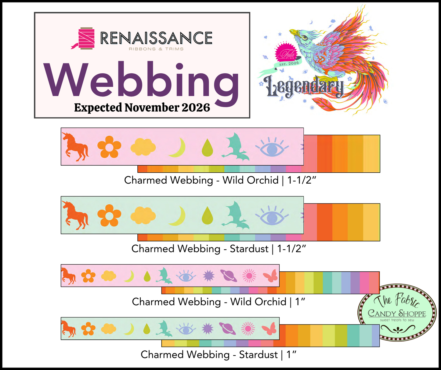 Preorder October 2026: Legendary Webbing FY Bundle of 4 by Tula Pink