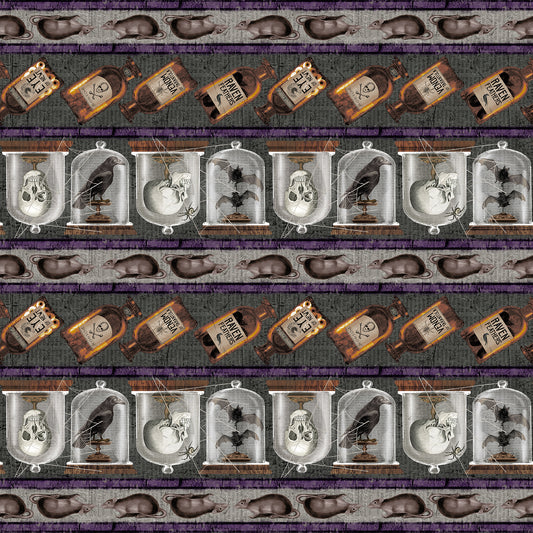 Spooky Vibes by Erin Wilde Halloween Border Stripe    2728-99 Cotton Woven Fabric