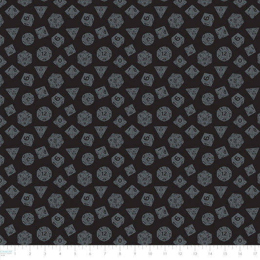 PREORDER ITEM - EXPECTED NOVEMBER 2025: Licensed Dungeons & Dragons III Handful of Dice Black 95170143-01 Cotton Woven Fabric