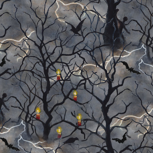 An Eerie Welcome by Susan Rios Haunted Hollow Gray    22291-GRY Cotton Woven Fabric