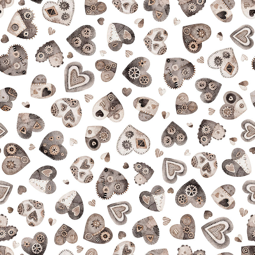 Sewbots Hearts White 31377Z Cotton Woven Fabric – The Fabric Candy Shoppe