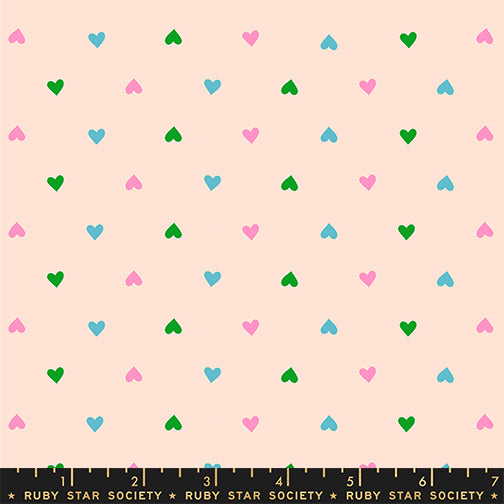 PREORDER ITEM - EXPECTED SEPTEMBER 2025: Best Day Ever by Melody Miller of Ruby Star Society Hearts Peach Cream    RS0091.18 Cotton Woven Fabric
