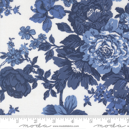 PREORDER ITEM - EXPECTED DECEMBER 2025: Blueprint by Camille Roskelle Heirloom Florals White Navy    55330.26 Cotton Woven Fabric