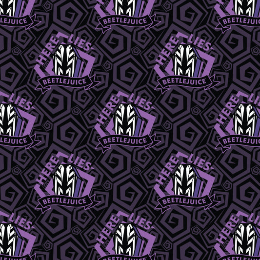 PREORDER ITEM EXPECTED IN JUNE: Licensed Beetlejuice Collection II Here Lies Beetlejuice    23340115-01 Cotton Woven Fabric