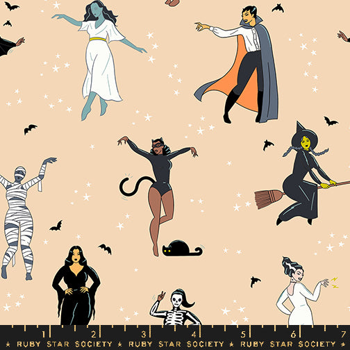 Good Spirits by Ruby Star Society Hey Boo Creme Brulee Glow in the Dark    RS5139.12G Cotton Woven Fabric