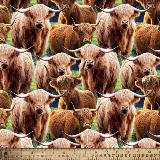 PREORDER ITEM - EXPECTED IN DECEMBER 2024: Highland Cows  DX-6664-4C-1 Cotton Woven Fabric