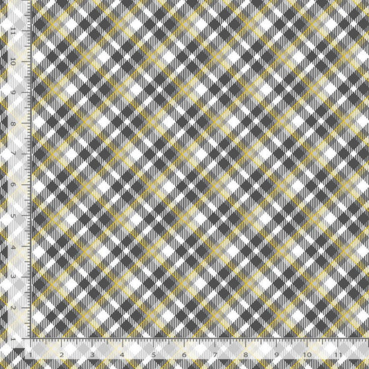 Silver & Gold Holiday Plaid Grey PLAID-CM2578-GREY Cotton Woven Fabric