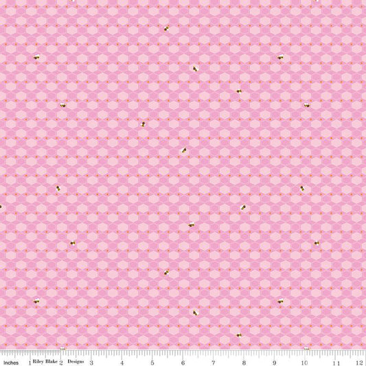 100 Aker Woods by Jill Howarth Honey Hex Pink    C15175-PINK Cotton Woven Fabric