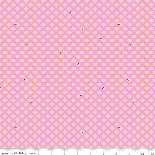 100 Aker Woods by Jill Howarth Honey Hex Pink C15175-PINK Cotton Woven Fabric