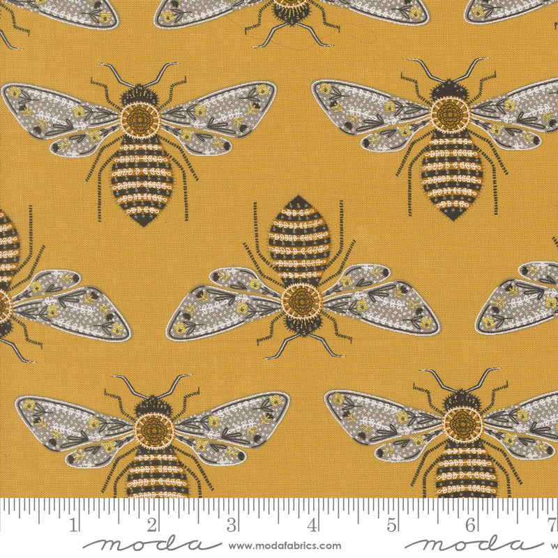 PREORDER ITEM - EXPECTED MARCH 2025: Bee Garden by Gingiber Honey Metallic    48411.15M Cotton Woven Fabric