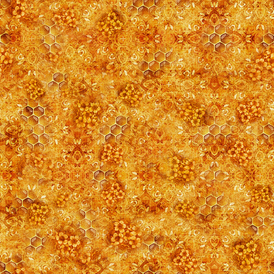 Queen Bee by Morris Creative Group Honeycomb Blender Honey 30488O Cotton Woven Fabric