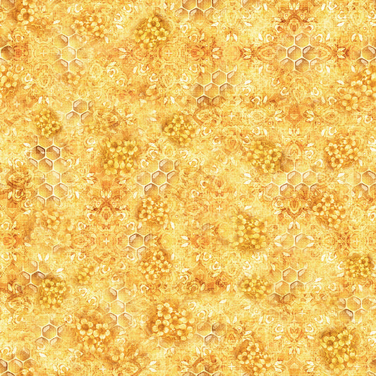 Queen Bee by Morris Creative Group Honeycomb Blender Butter 30488S Cotton Woven Fabric