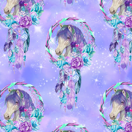 Gypsy Violet Digital by Sheena Pike Horse in Wreaths Lilac 3651-50 Cotton Woven Fabric