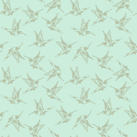 Serenity Blooms by Ginger Deverell Humingbird Dance Blue SR24503 Cotton Woven Fabric