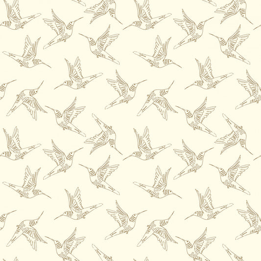 Serenity Blooms by Ginger Deverell Humingbird Dance Cream SR24504 Cotton Woven Fabric