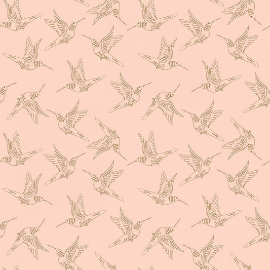 Serenity Blooms by Ginger Deverell Humingbird Dance Peach    SR24505 Cotton Woven Fabric