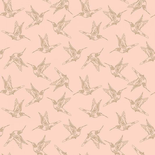 Serenity Blooms by Ginger Deverell Humingbird Dance Peach SR24505 Cotton Woven Fabric