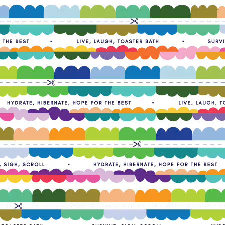 Preorder November 2026: Talk to Me Binding Glory Live Laugh White 6021-03 by KK Fabrics