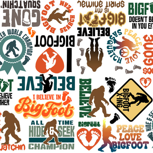 Legendary Loner Bigfoot by Jim Baldwin I Believe In Bigfoot White 23816-WHT Cotton Woven Fabric