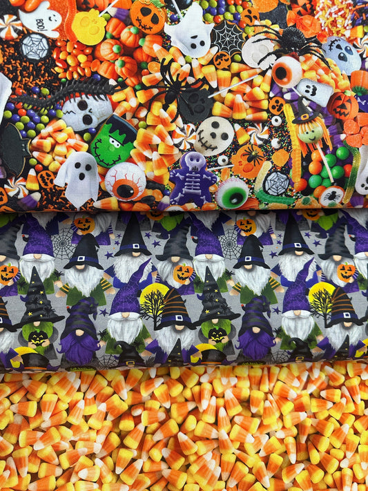 New Arrival: I Boo What I Want Halloween Gnomes by Gail Cadden    GAIL-CD2874-GREY Cotton Woven Fabric