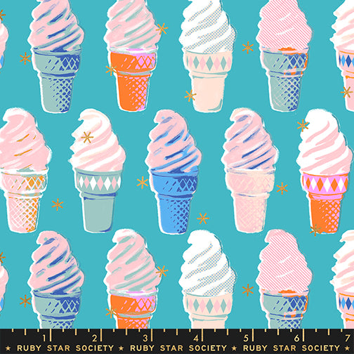 PREORDER ITEM - EXPECTED SEPTEMBER 2025: Best Day Ever by Melody Miller of Ruby Star Society Ice Cream Dark Turquoise    RS0105.17M Cotton Woven Fabric