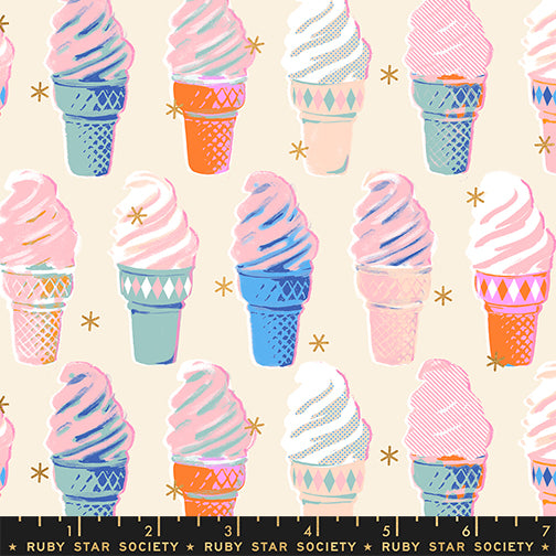 Best Day Ever by Melody Miller of Ruby Star Society Ice Cream Natural RS0105.11M Cotton Woven Fabric