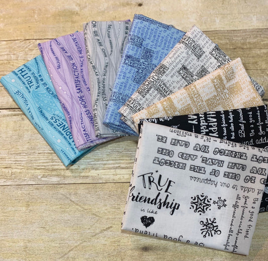 Be Mindful by Whistler Studios Fat Quarter Bundle of 8 Prints Cotton Woven