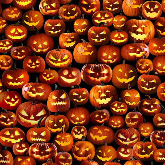 Wicked Jack O'Lanterns Packed WICKED-CD2917-PUMPKIN Cotton Woven Fabric