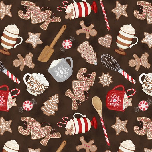PREORDER ITEM: Baking Up Joy by Danielle Leone Joy Toss Chocolate    27707-239 Cotton Woven Fabric