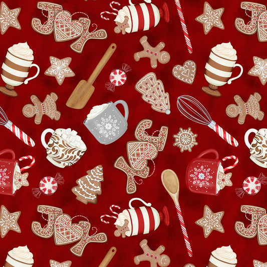 PREORDER ITEM: Baking Up Joy by Danielle Leone Joy Toss Red    27707-339 Cotton Woven Fabric
