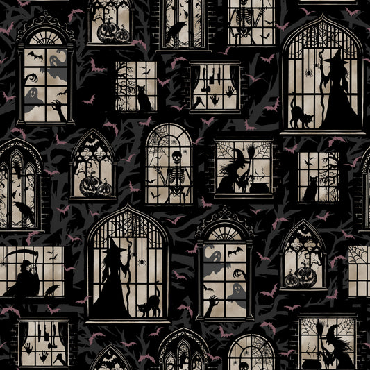 Preorder June 2026: Darkly Enchanted Black Mansion Windows With Spooky Silhouettes 4793-99 by Episodic Drawing