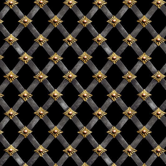 Full Steam Ahead Lattice Black 3940-99 Cotton Woven Fabric