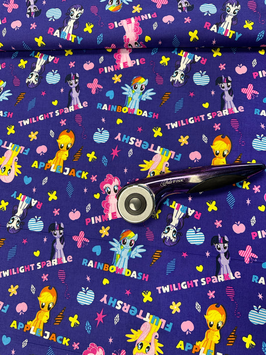 Licensed My Little Pony Ponies and Names    887816130400 Cotton Woven Fabric