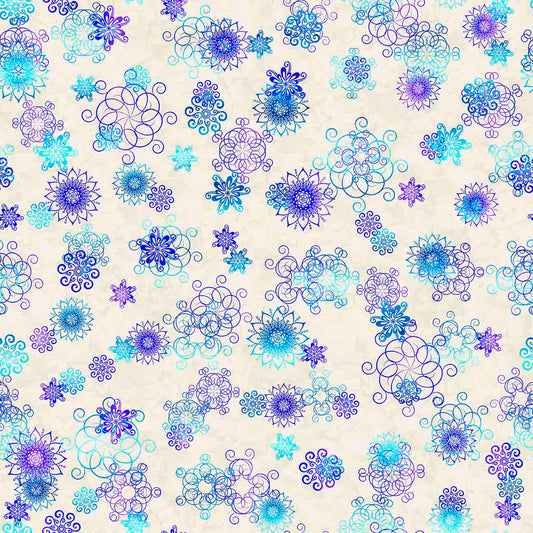 Fantasia by Dan Morris Linear Floral Cream 30966E Cotton Woven Fabric