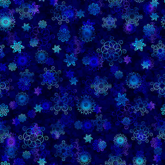 Fantasia by Dan Morris Linear Floral Navy 30966N Cotton Woven Fabric