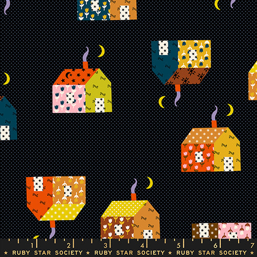 PREORDER ITEM EXPECTED IN MARCH 2026: Mystic Fable by Alexia Marcelle Abegg of Ruby Star Society Little House Soft Black    RS4146.14 Cotton Woven Fabric