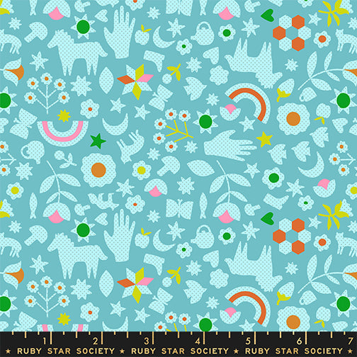 PREORDER ITEM - EXPECTED OCTOBER 2025: Catnap by Alexia Marcelle Abegg of Ruby Star Society Little Luck Turquoise    RS4131.15 Cotton Woven Fabric