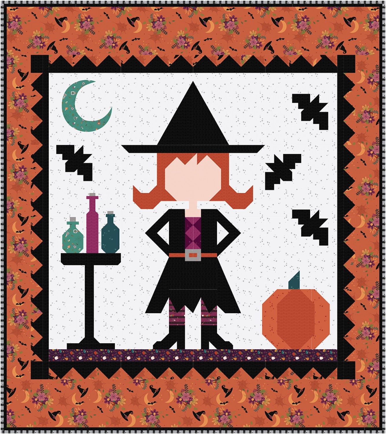 Little Witch by Jennifer Long Little Witch Quilt Pattern  Bee Sew Inspired (64"x72")  BSI287 Pattern