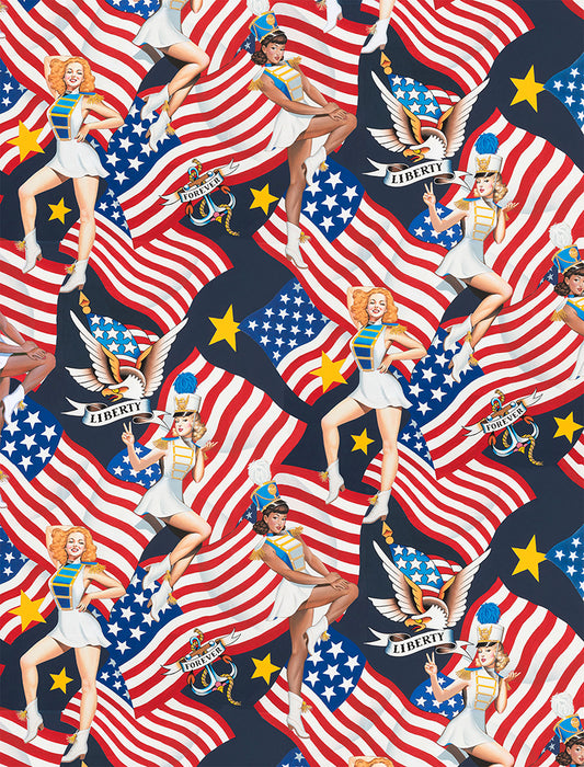 Nicole's Prints Long May She Wave Americana Brights 9042a Cotton Woven Fabric