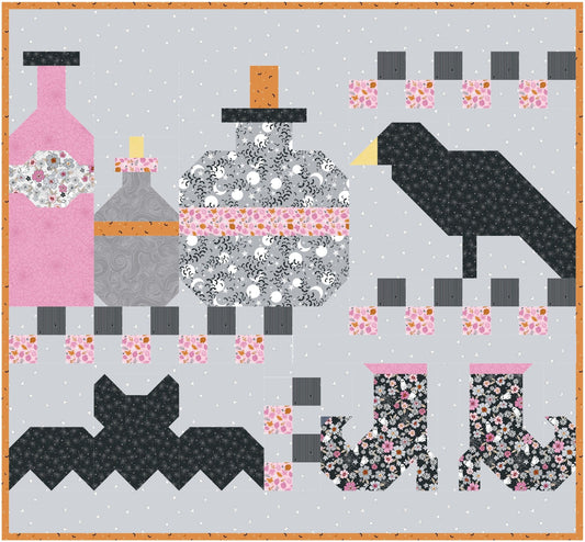 Preorder June 2027: All Hallows Eve Wallhanging Quilt Kit featuring Wednesday's Child fabric collection